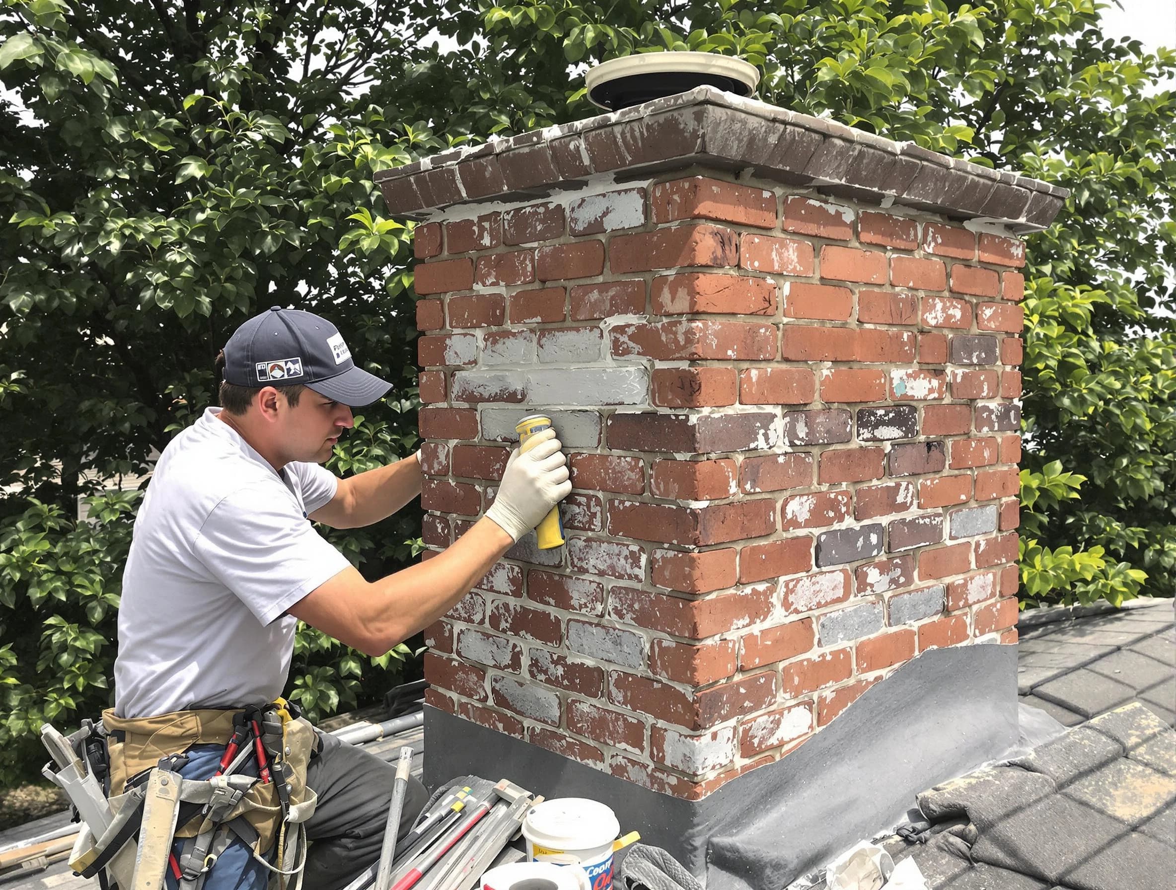Attleboro Chimney Sweep restoring an aging chimney in Attleboro, MA