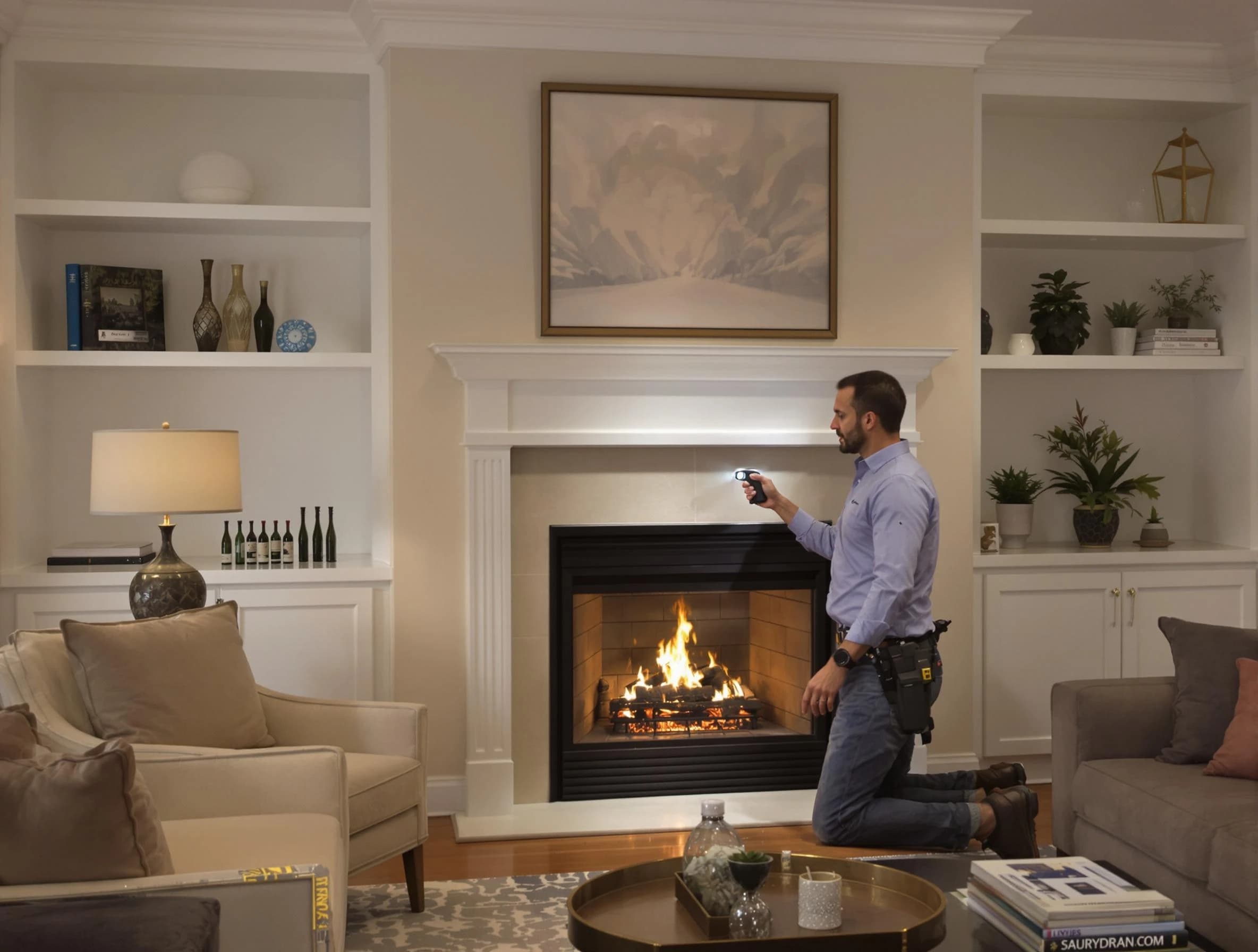 Attleboro Chimney Sweep conducting a fireplace safety inspection in Attleboro, MA