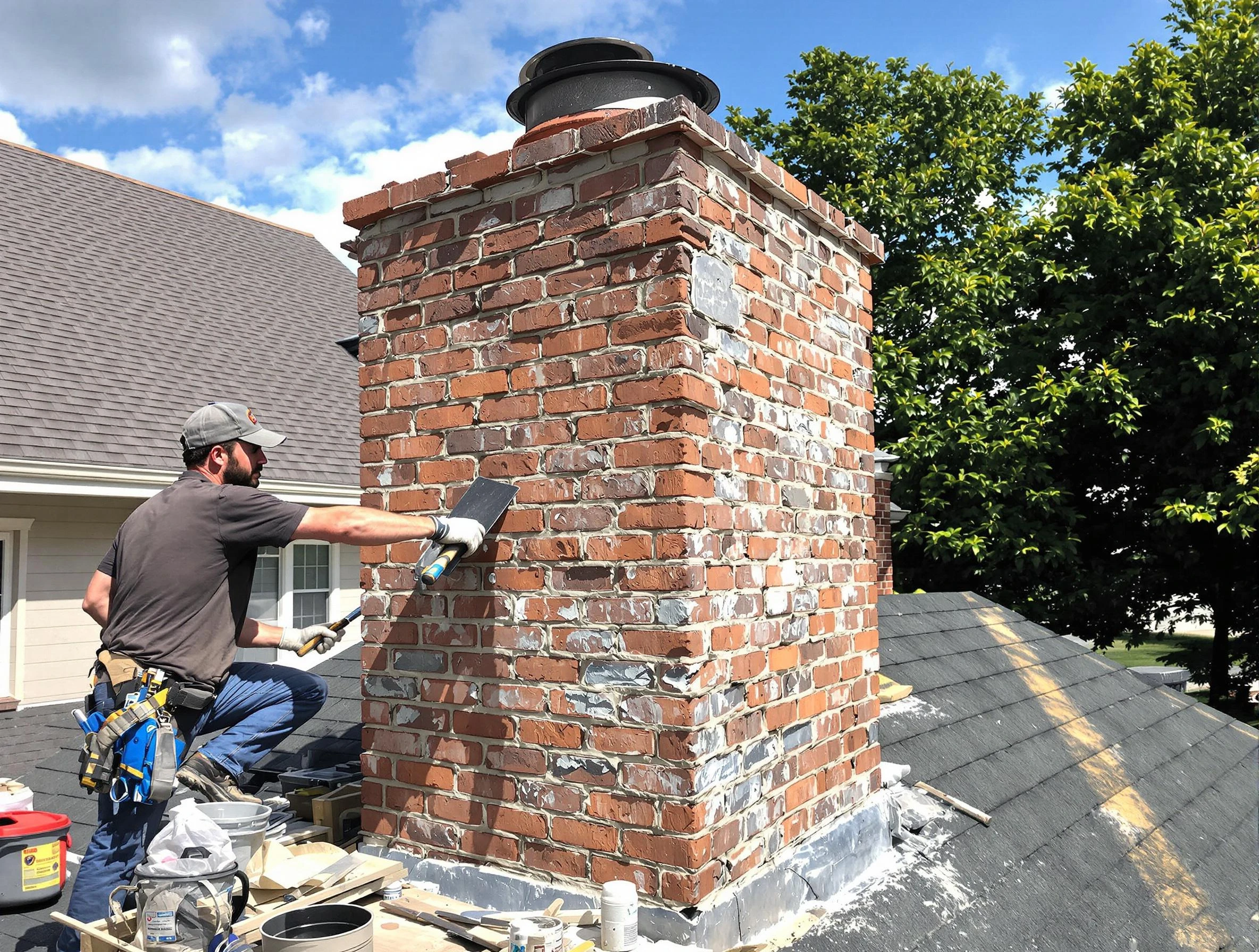 Completed chimney rebuild by Attleboro Chimney Sweep in Attleboro, MA