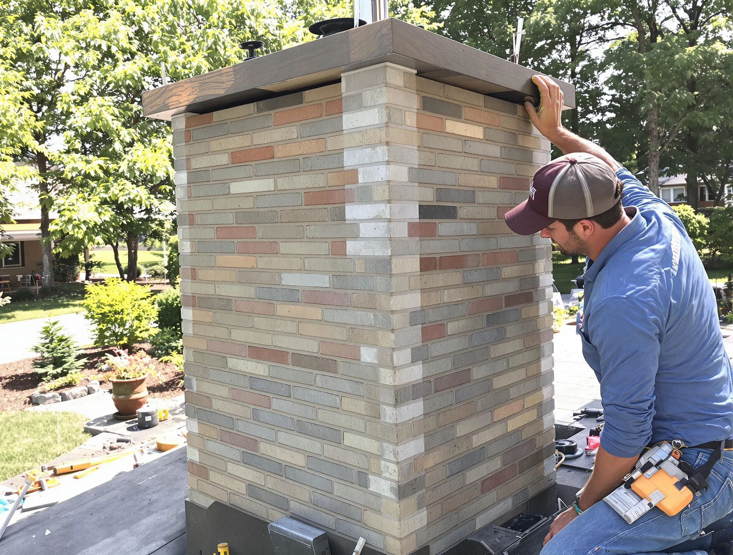 Attleboro Chimney Sweep completing a modern chimney remodel in Attleboro, MA