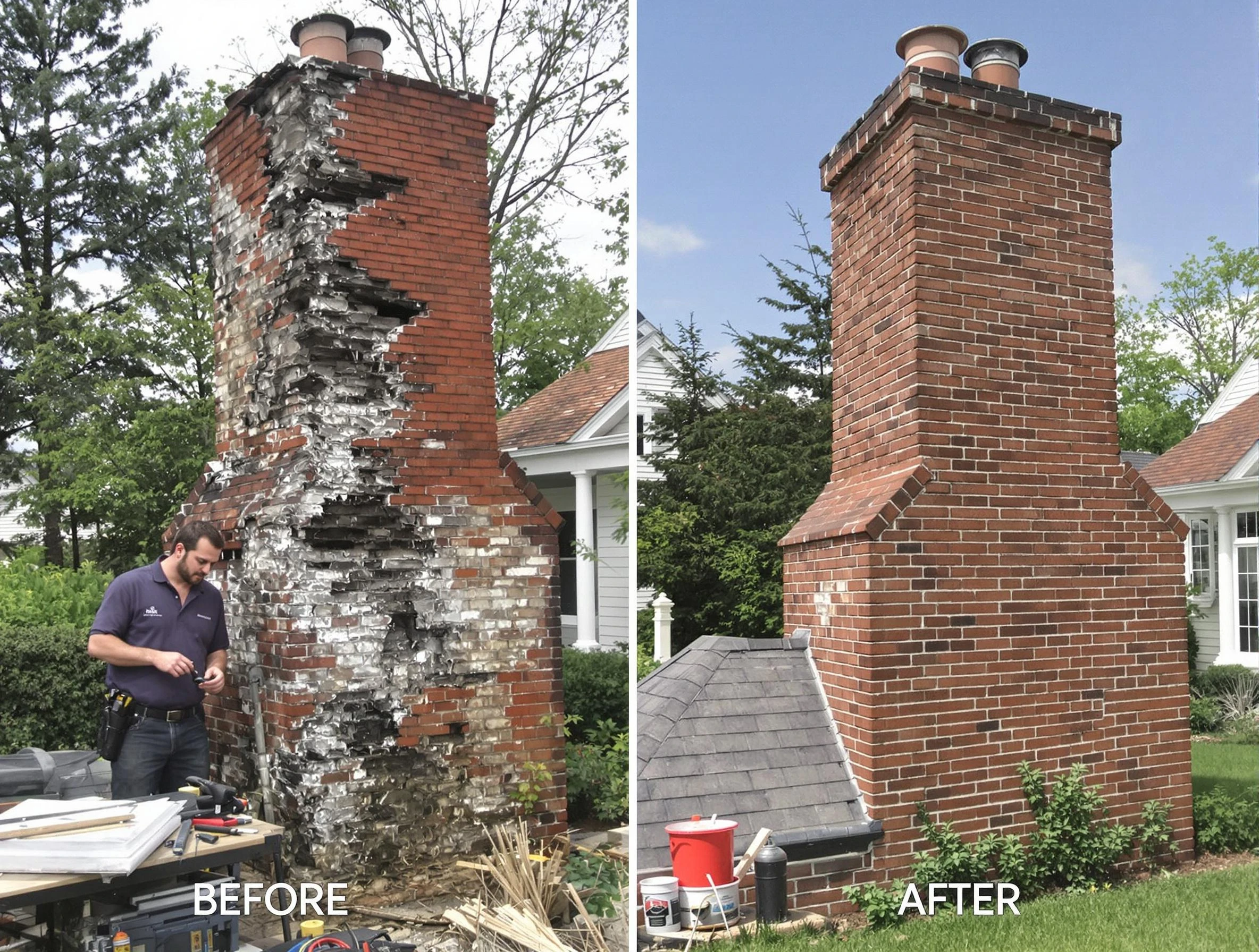 Attleboro Chimney Sweep performing a full chimney restoration in Attleboro, MA
