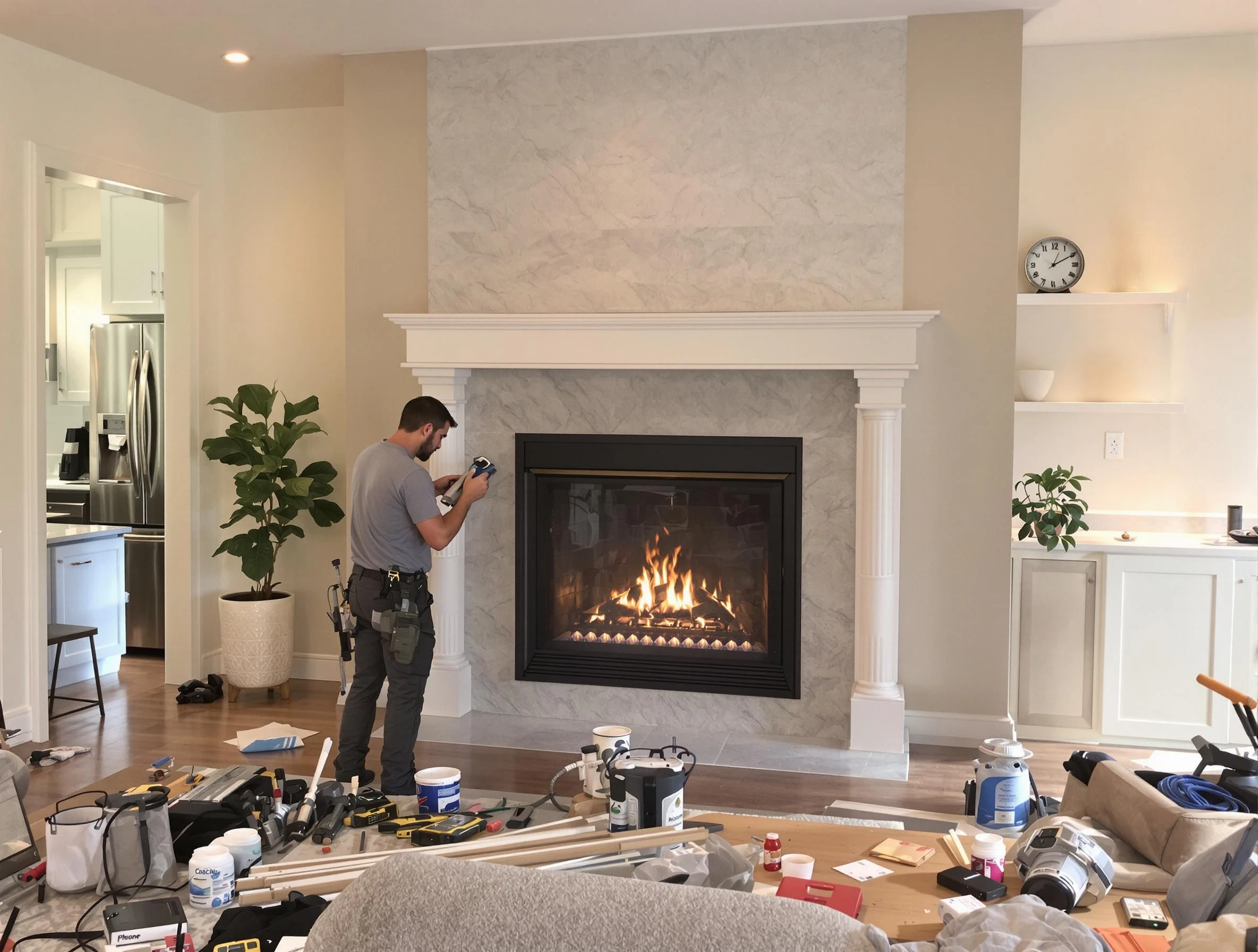 Newly installed fireplace by Attleboro Chimney Sweep in Attleboro, MA